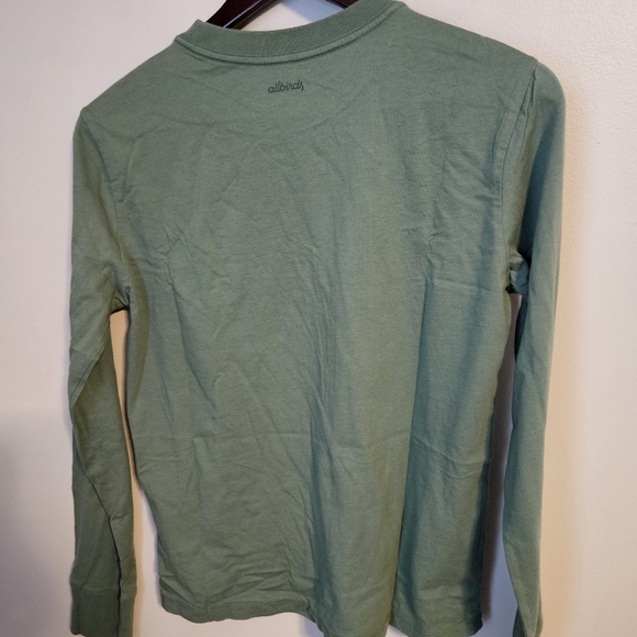 Allbirds Long Sleeve Tee Cotton Hazy Cargo Casual Athleisure Neutral Solid Green - Picture 7 of 12